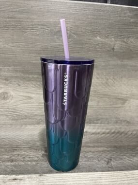 Starbucks Purple Twilight Ombre Mermaid Scales Stainless Tumbler 24oz 2022 EUC